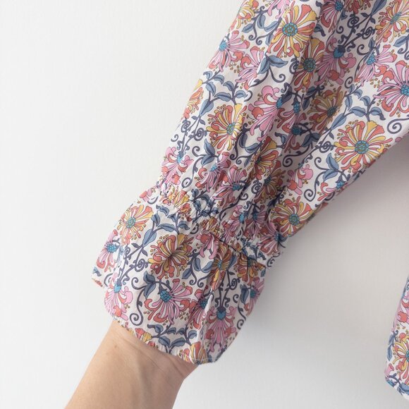 J. Crew x Liberty Honeysuckle Floral Ruffle Neckline Fluted Sleeve Top - Picture 8 of 10